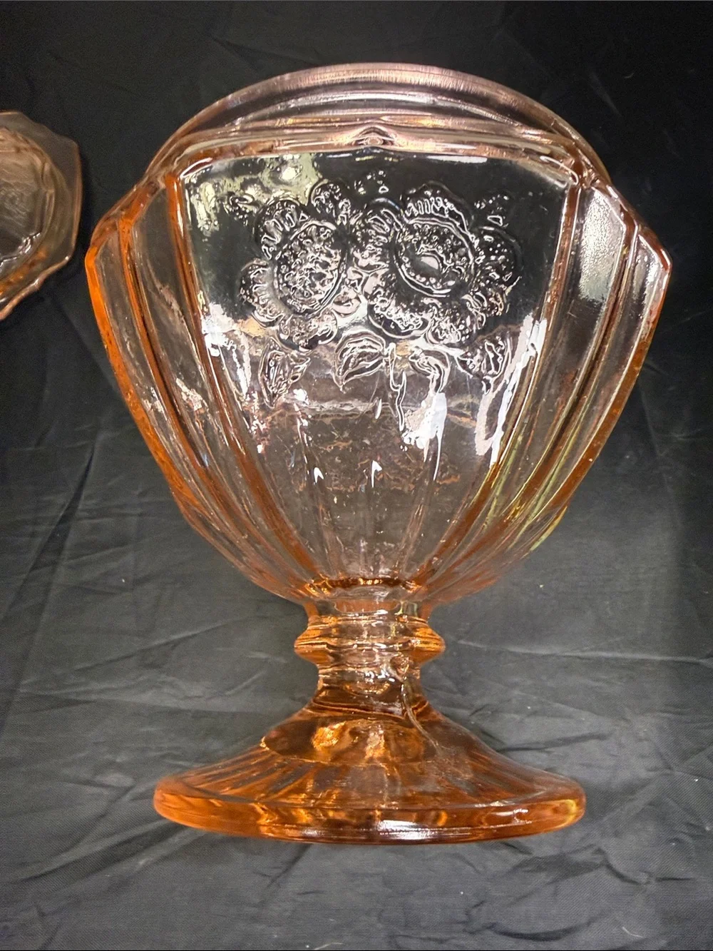 Vintage Depression Ware Mayfair Open Rose Pink Pedestal Dish